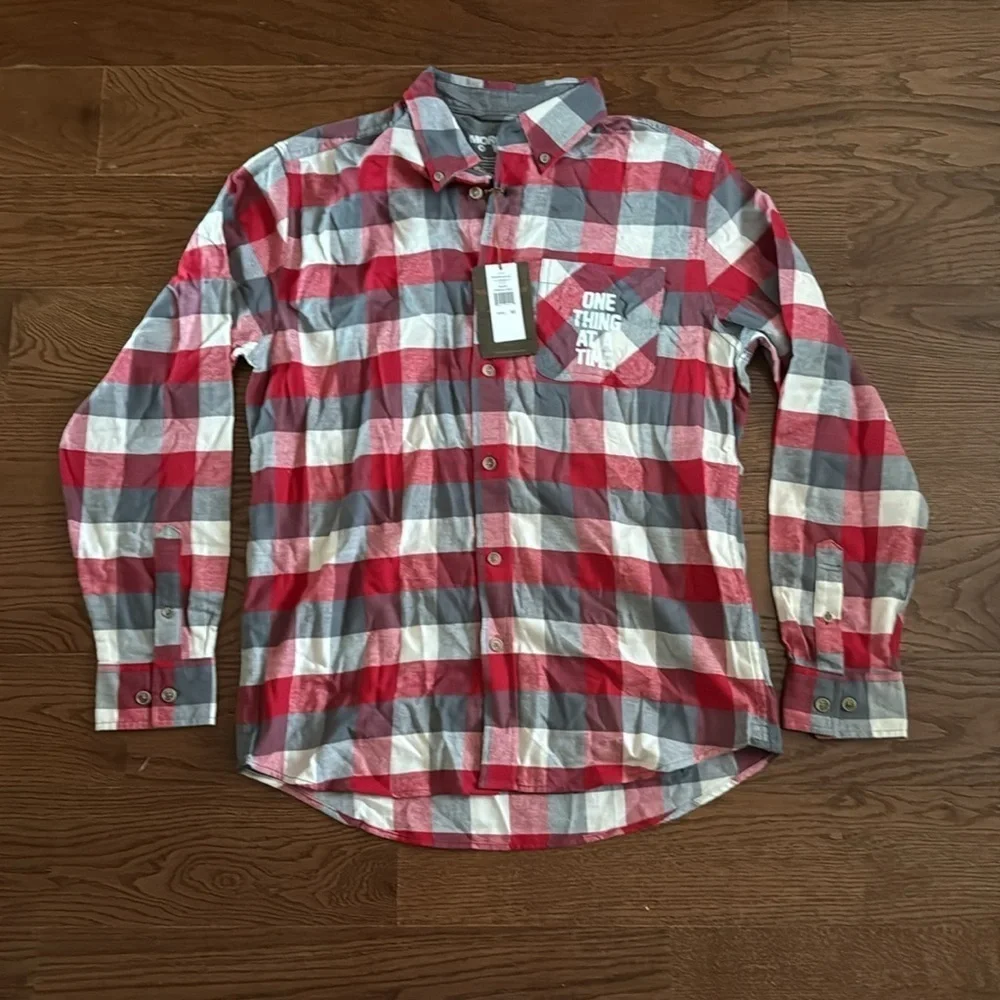 Morgan wallen one thing at a time tour Red Gray Plaid flannel Shirt Men's medium